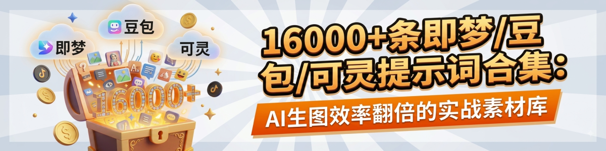 16000+条即梦/豆包/可灵提示词合集：AI生图效率翻倍的实战素材库